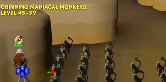 Chinning maniacal monkeys: Level 45 - 99 ranged