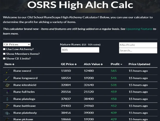 Osrs high alch calculator