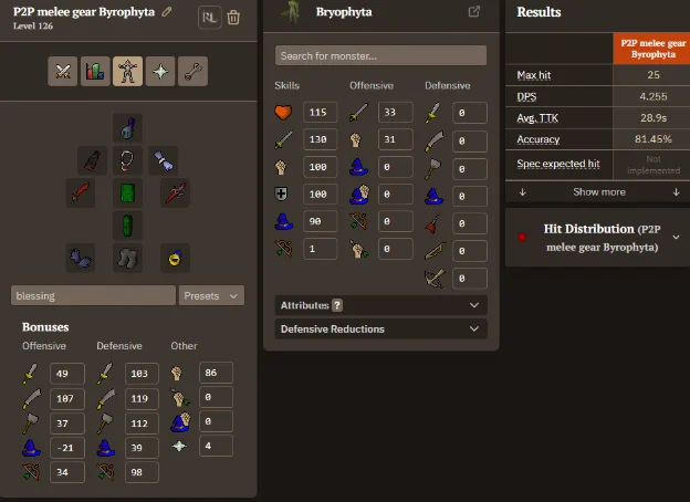 Gear setup for FIghting Bryophyta in P2P