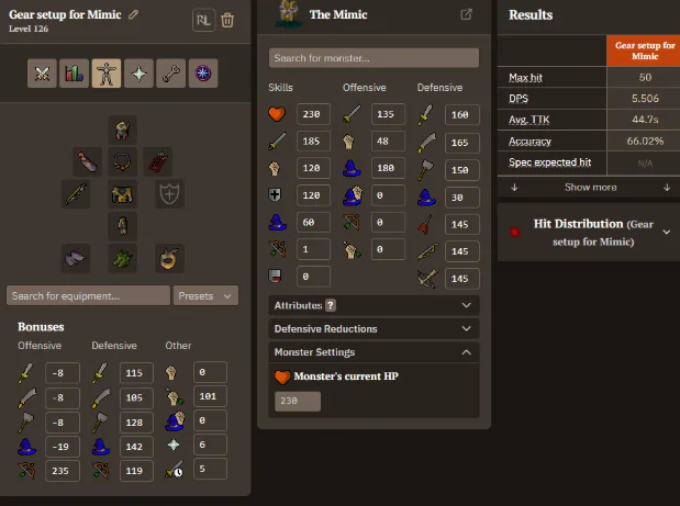 best ranged gear setup for the Mimic