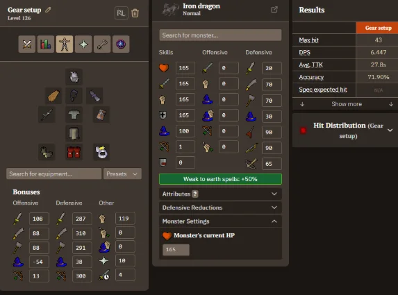 Melee Gear Setup example for Iron Dragons