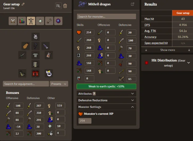 Melee Gear Setup example for Mithril Dragons