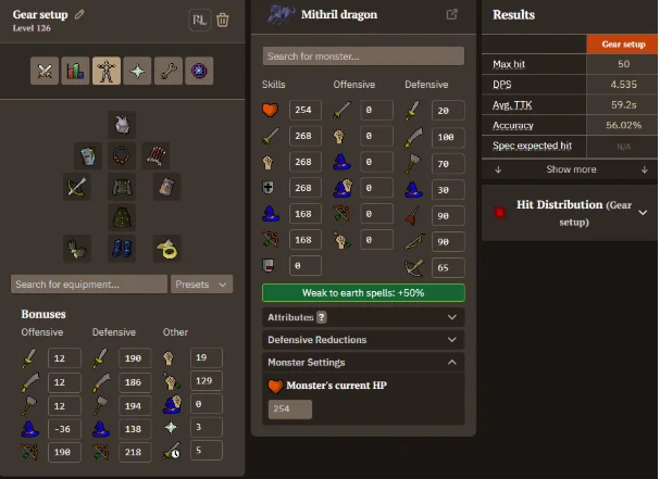 Ranged Gear Setup example for Mithril Dragons