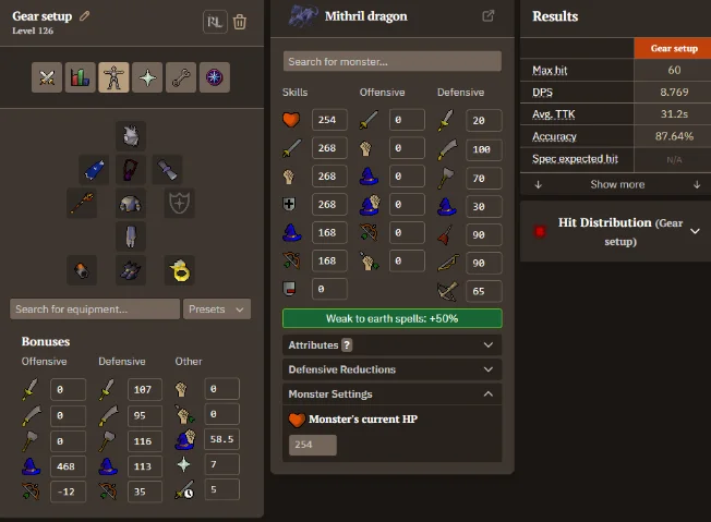 Magic gear setup for Mithril Dragon