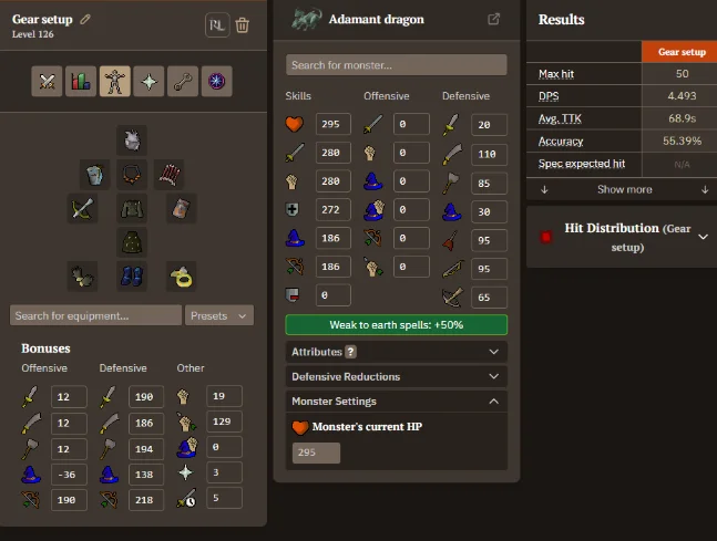 ranged gear setup for adamant Dragon