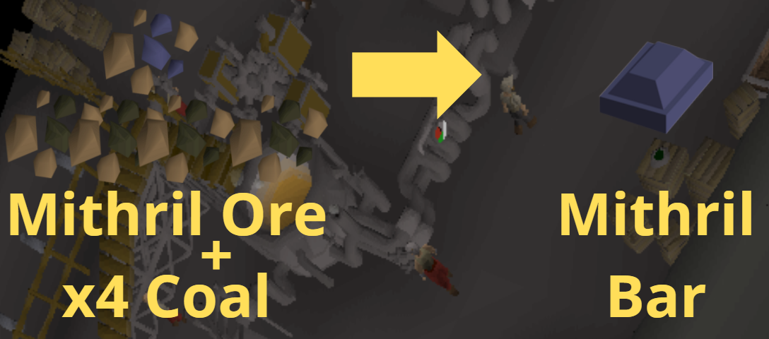 mithril ore, x4 coal to mithril bar.webp